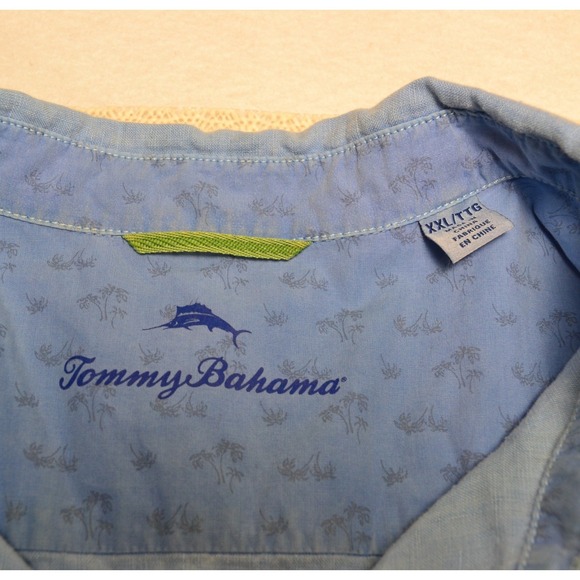 Tommy Bahama Blue Linen Button Up Shirt Long Sleeve Relaxed Fit Breathable Soft - Picture 6 of 7